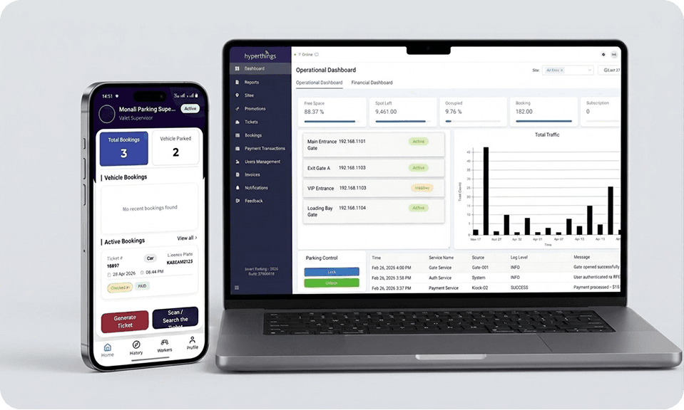 Valet mobile app and operational dashboard for bookings and revenue